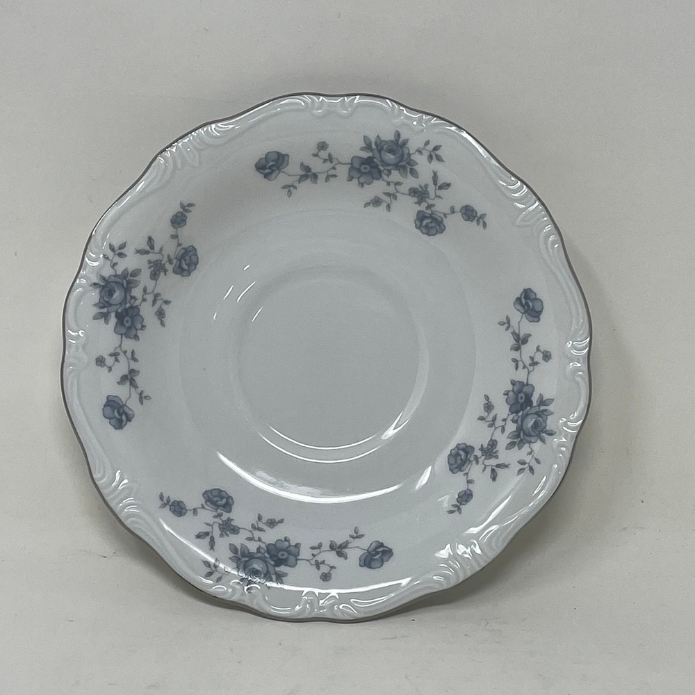 Johann Haviland Saucer Blue Garland Bavaria Germany White Blue Rose Floral 6in
